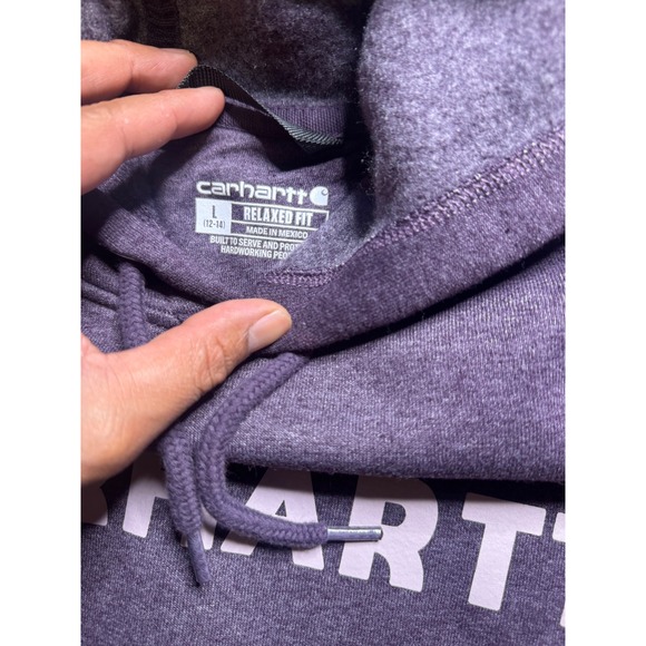 Carhartt‎ Purple Hoodie Womens Relaxed Fit Pullover Sweatshirt - Picture 5 of 6